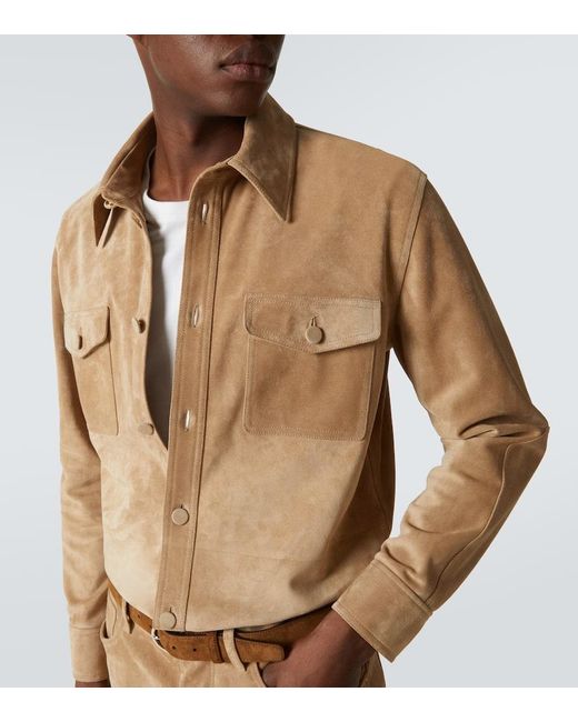 Gabriela Hearst Natural Lucas Suede Overshirt for men