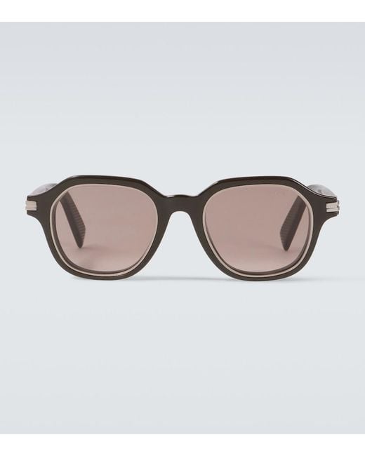 Zegna Brown Round Sunglasses for men