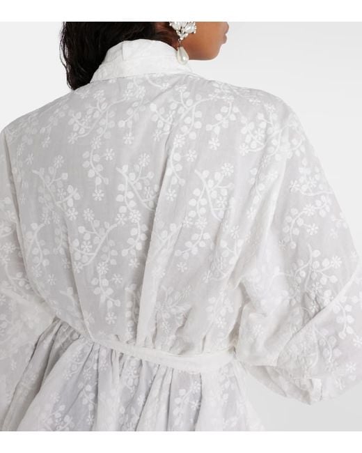 Norma Kamali White Besticktes Minikleid aus Baumwolle