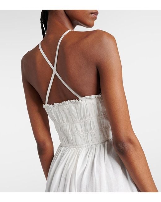 Ulla Johnson White Beatrice Linen And Cotton Midi Dress