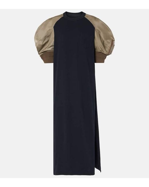 Vestido Midi De Mezcla De Algodon Sacai de color Blue