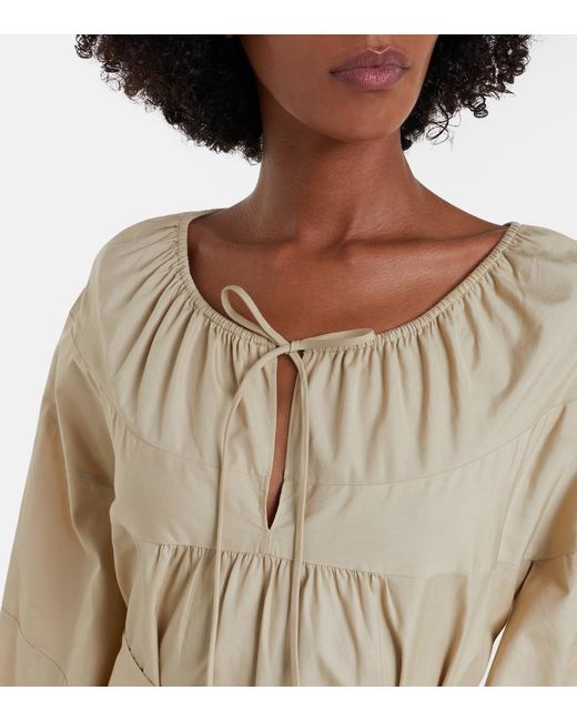 Vince Natural Belted Cotton Poplin Midi Dress