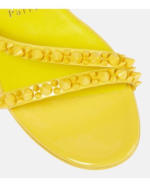 Christian Louboutin Yellow Mafaldina Spikes Leather Sandals