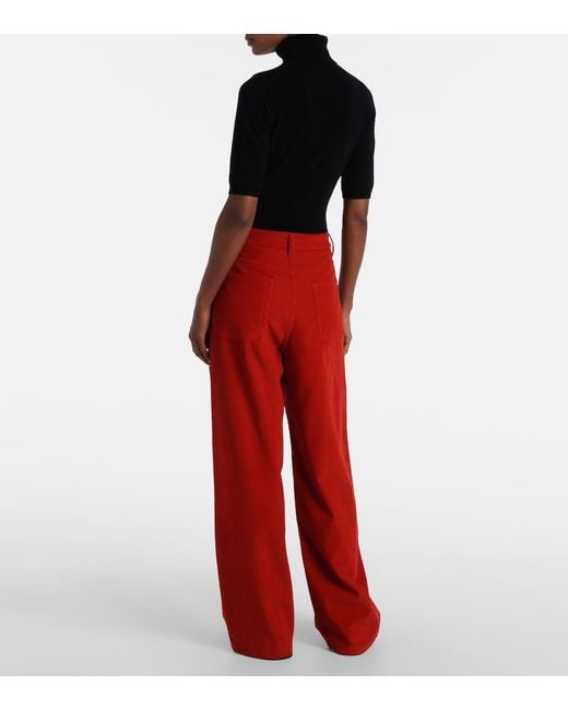 Rohe Red Cotton Corduroy Wide-Leg Pants
