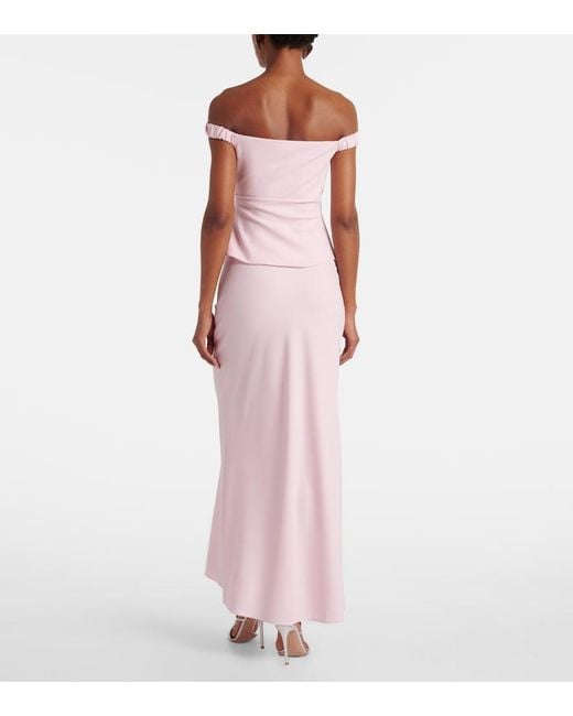 The Sei Pink Draped Off-Shoulder Crepe Corset