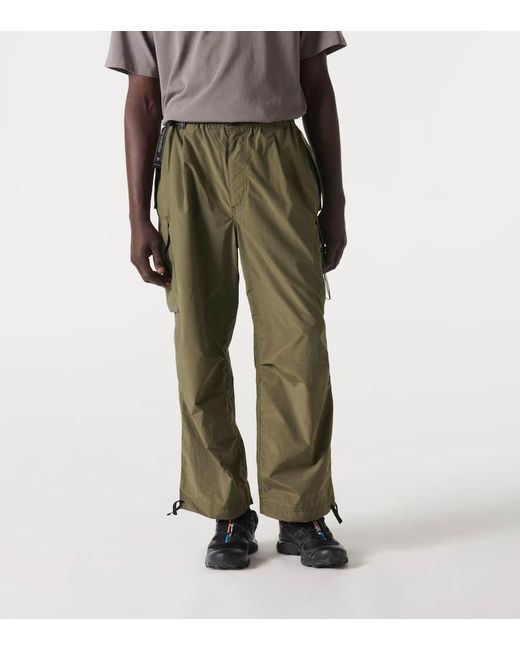 And Wander Green Oversized Ripstop Cargo Pants for men