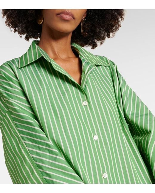 Dries Van Noten Green Oversize-Hemd aus Baumwollpopeline