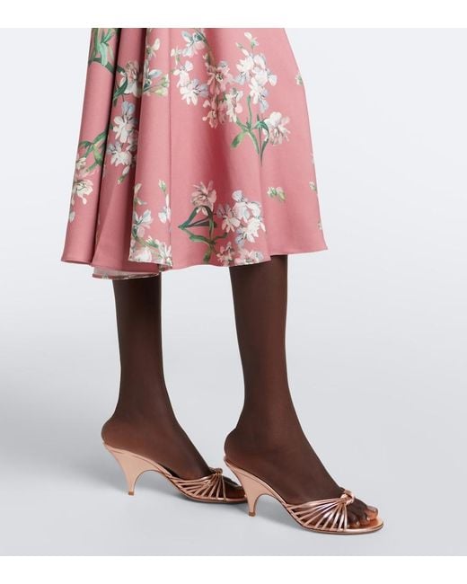Erdem Pink Floral Asymmetric Floral Cady Midi Dress