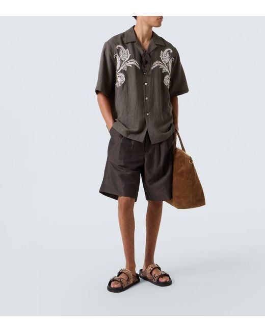 Commas Black Linen And Wool Shorts for men