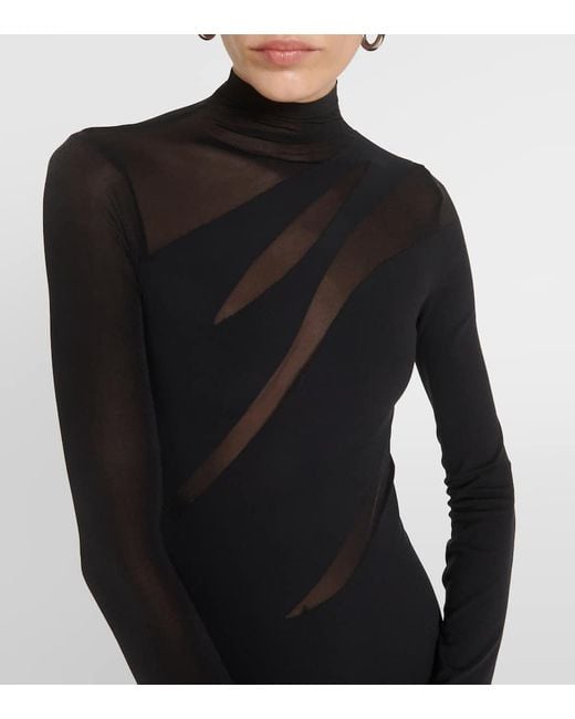 Wolford Black Sheer Opaque Midi Dress