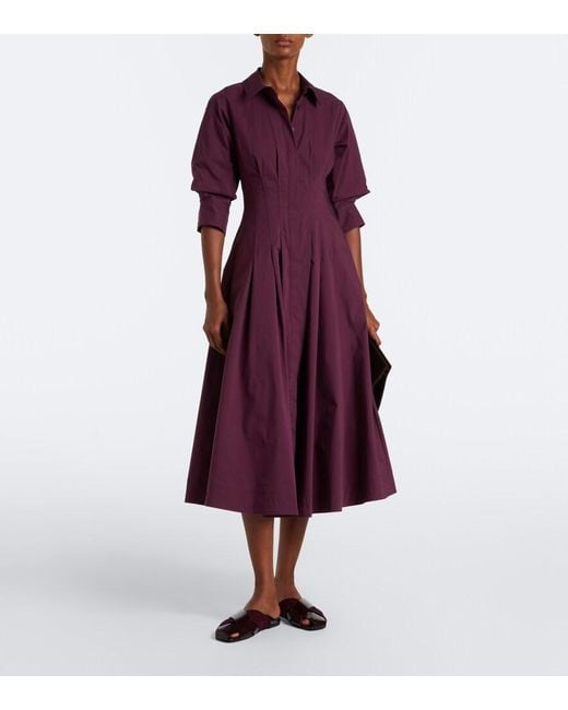 Jonathan Simkhai Purple Jazz Pleated Cotton Poplin Shirt Dress