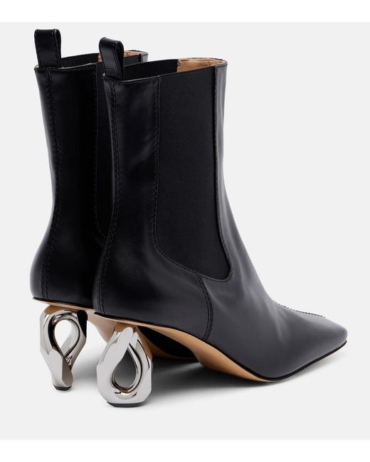 J.W. Anderson Black Chain Leather Ankle Boots
