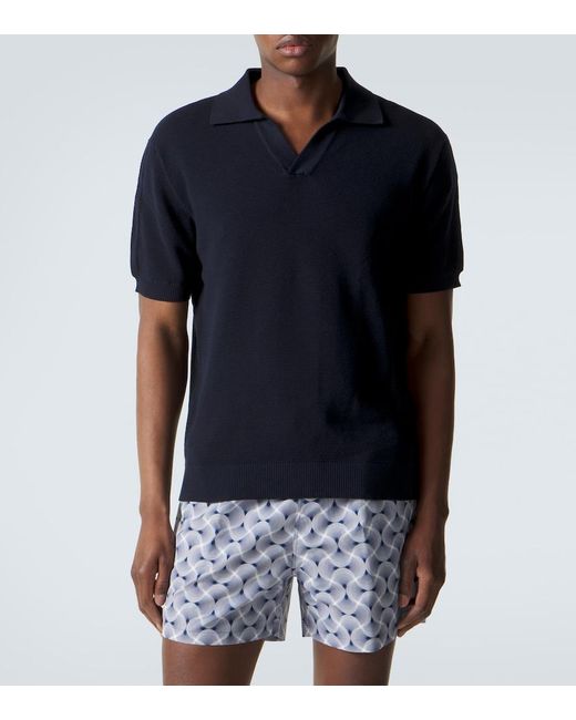 Frescobol Carioca Blue Rino Cotton And Silk Polo Shirt for men