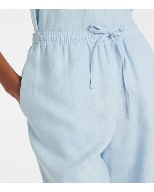 Asceno Blue Aurelia Linen Wide-Leg Pants