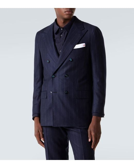 Traje De Lana Y Cachemir A Rayas Kiton de hombre de color Blue