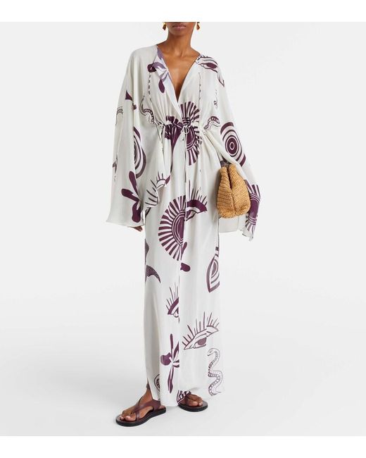 Cala De La Cruz White Cassia Printed Maxi Dress