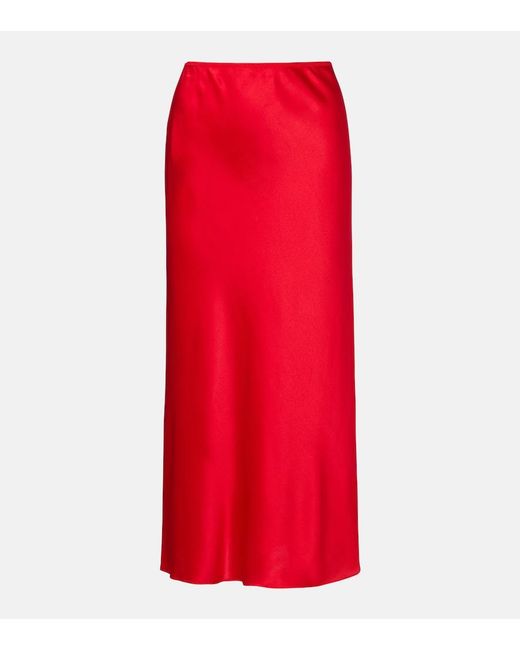Dorothee Schumacher Red Sense Of Shine Satin Midi Skirt