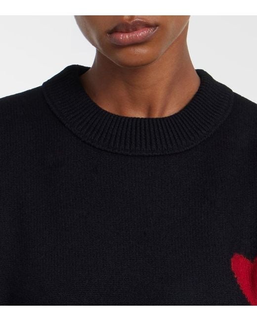 AMI Black Ami De Cour Virgin Wool Sweater
