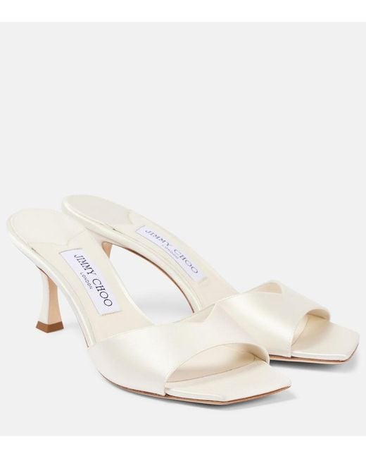 Jimmy Choo White Skye 70 Satin Mules