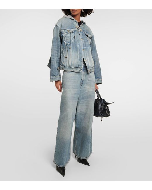 Veste asymetrique en jean Balenciaga en coloris Blue
