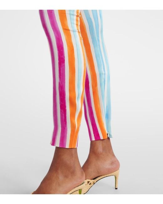Dolce & Gabbana Red Striped Silk-Blend Leggings