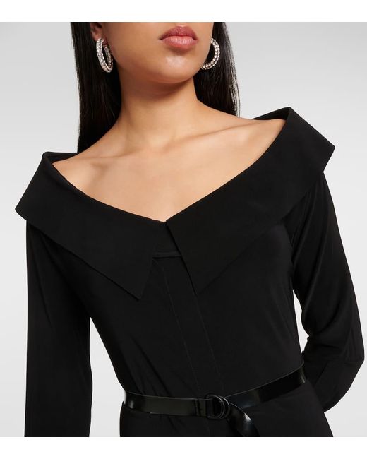 Norma Kamali Black Off-shoulder Jersey Midi Dress