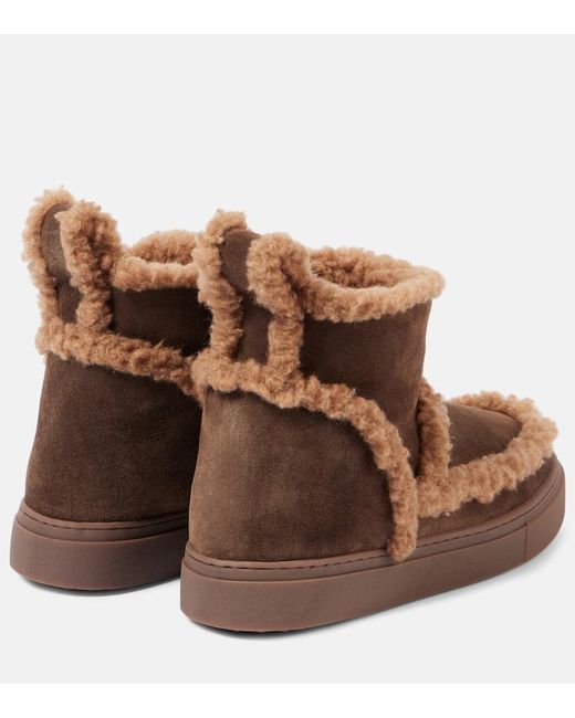 Inuikii Brown Shearling-Lined Suede Ankle Boots