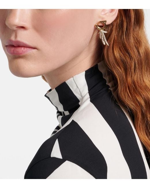 Ferragamo White Crystal-Embellished Earrings