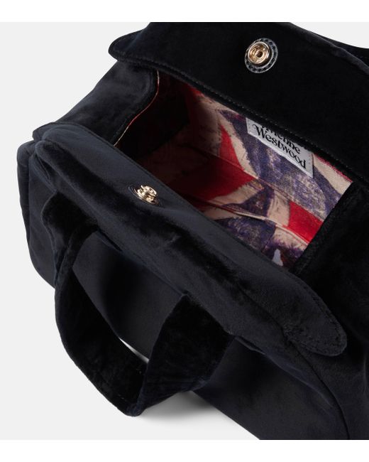 Vivienne Westwood Black Archive Medium Velvet Shoulder Bag