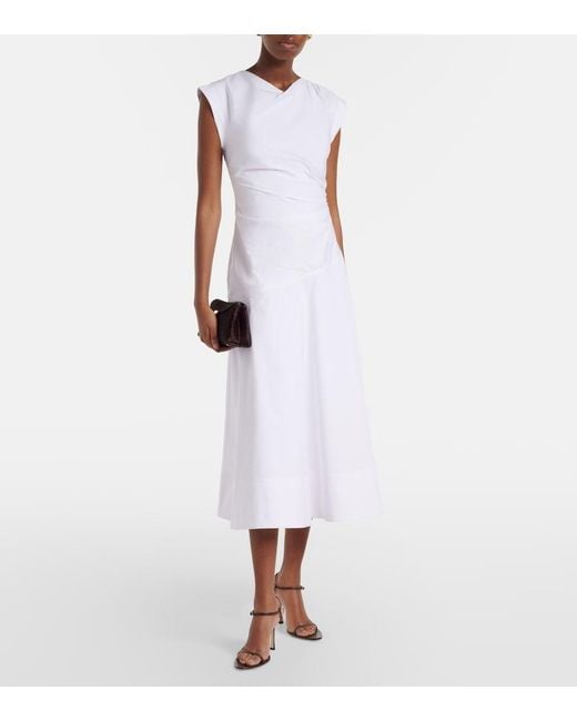 Veronica Beard White Lisette Cotton-Blend Midi Dress