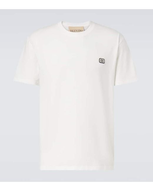 Valentino White Vlogo Cotton Jersey T-Shirt for men
