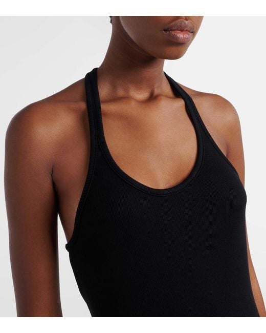 Tom Ford Black Ribbed-Knit Halterneck Jersey Maxi Dress
