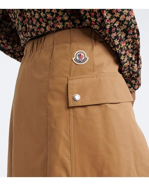 Moncler Natural Pleated Cotton-Blend Midi Skirt