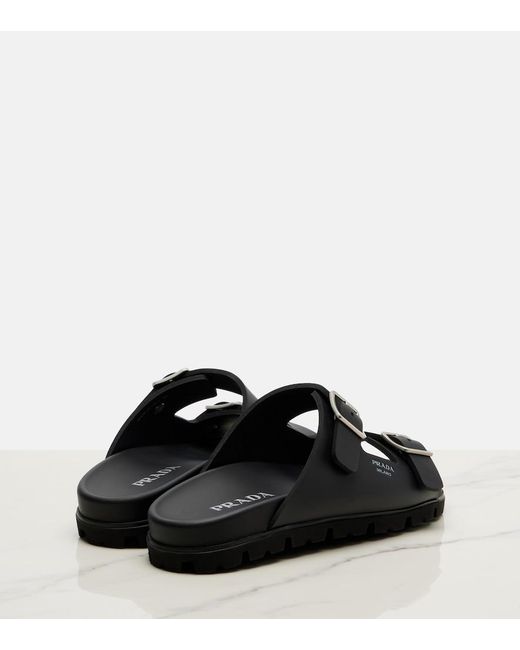 Prada Black Logo Sandals