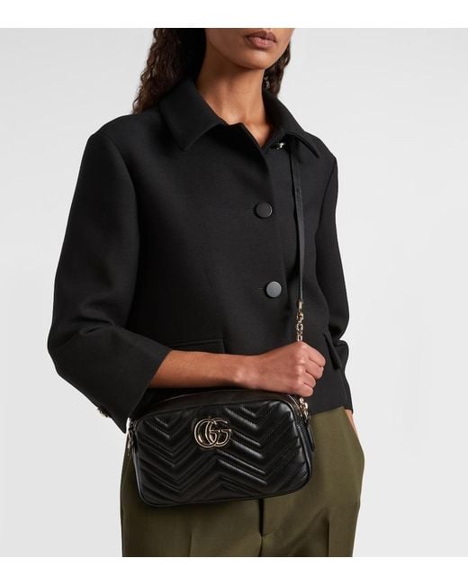 Gucci Black Gg Marmont Small Leather Crossbody Bag