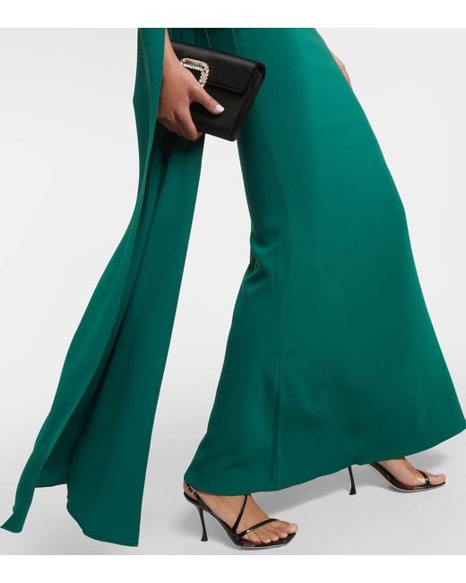 Roland Mouret Green Cape-sleeve Cady Gown