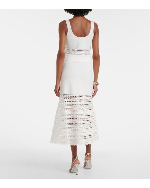 Jonathan Simkhai White Westly Open-Knit Midi Skirt