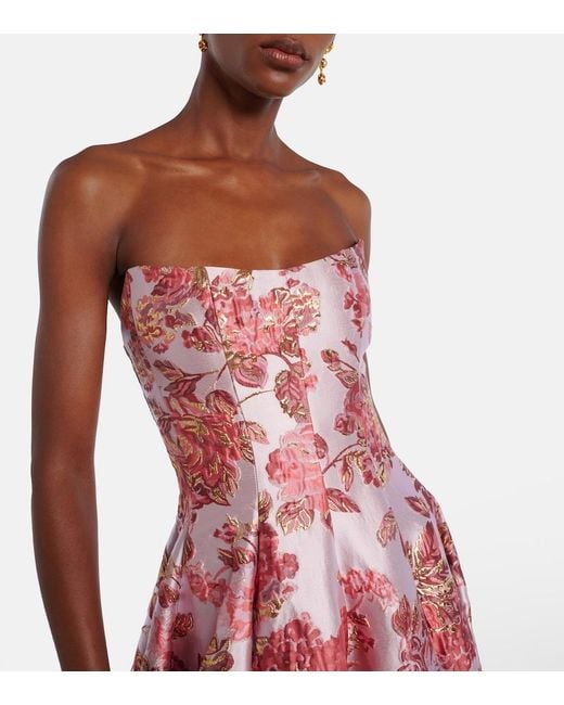 Markarian Red Laila Floral Brocade Gown