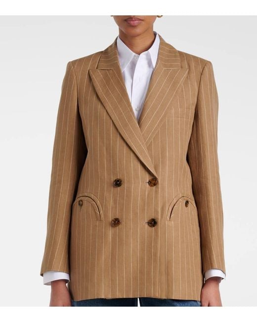 Blazé Milano Brown Heretique Pinstripe Linen Blazer