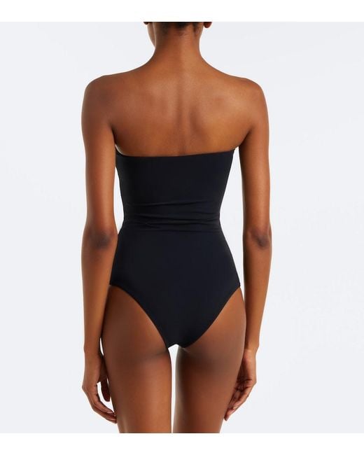 Magda Butrym Black Floral-Applique Swimsuit