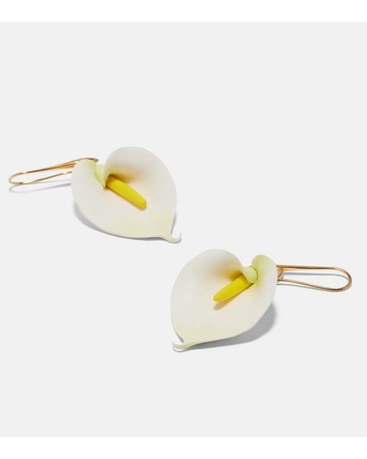 Jennifer Behr White Alexia Floral Drop Earrings