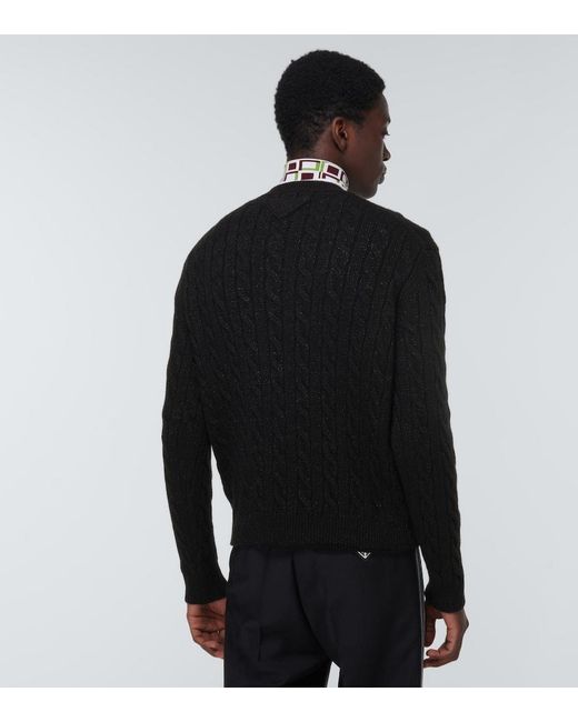 Prada Black Knit Wool-Blend Sweater for men