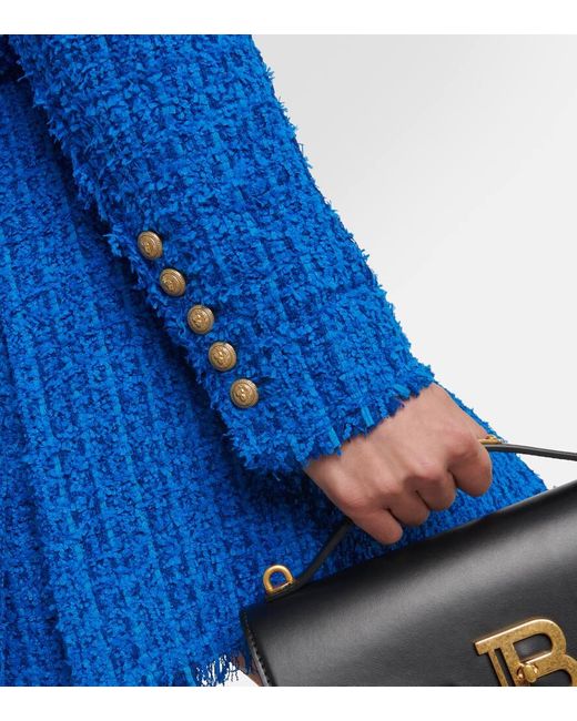 Balmain Blue Cropped-Blazer aus Tweed