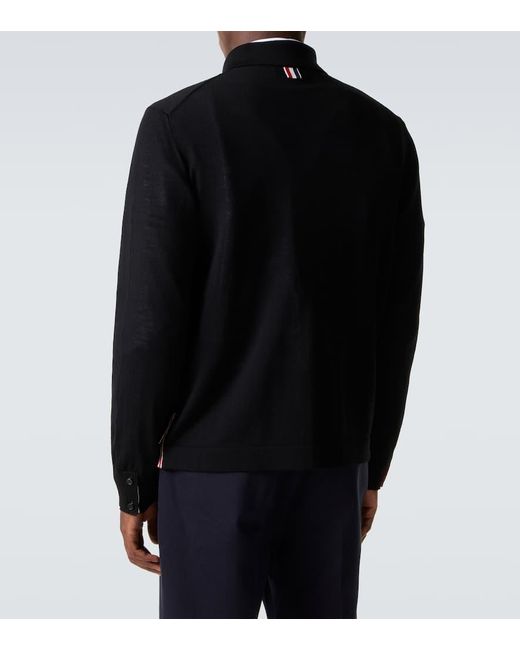 Cardigan Rwb Stripe De Lana Virgen Thom Browne de hombre de color Black