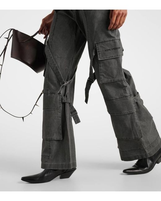 Jeans cargo anchos de tiro medio Acne de color Gray