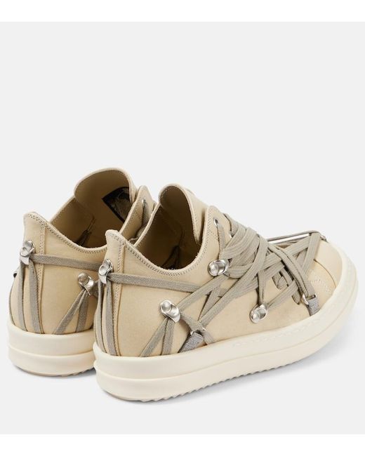 Rick Owens Natural Hollywood Megalace Suede Sneakers