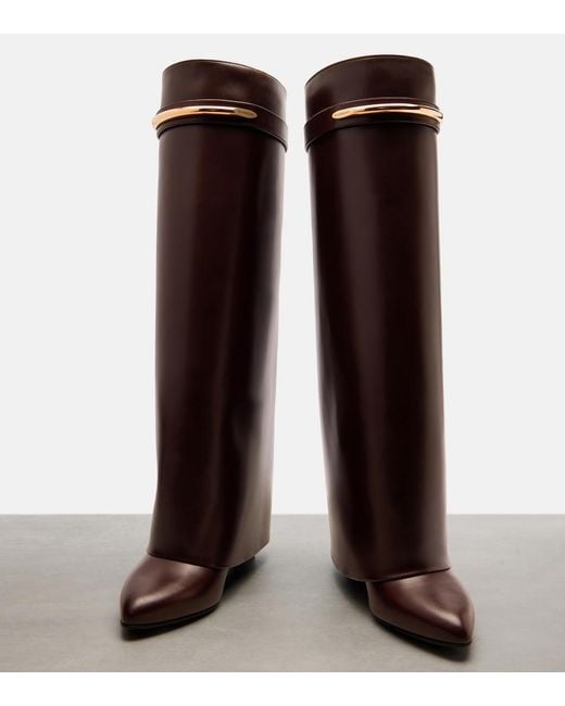 Givenchy Brown Shark 95 Leather Knee-High Boots