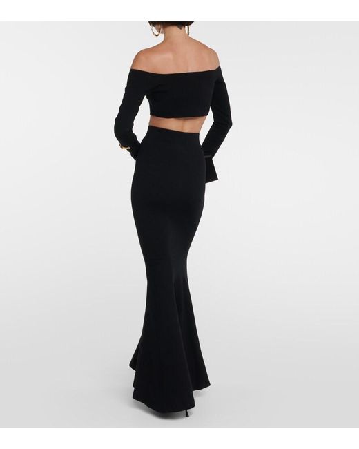 Nina Ricci Black High-Rise Wool-Blend Maxi Skirt