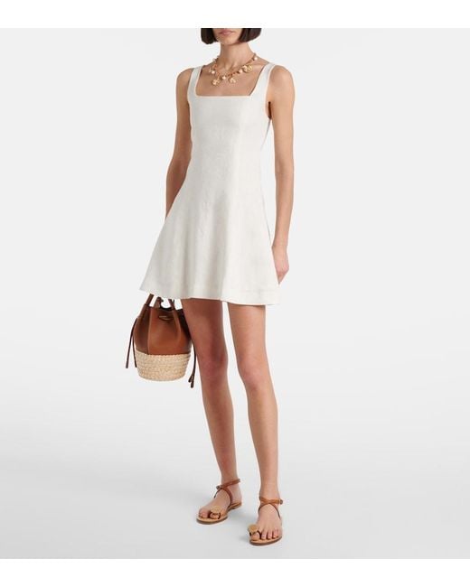 Faithfull The Brand White Felice Linen Minidress