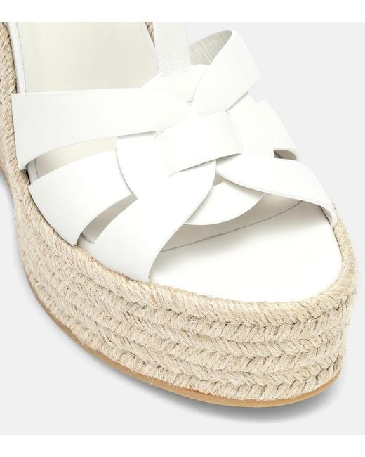 Saint Laurent White Tribute 130 Leather Espadrilles